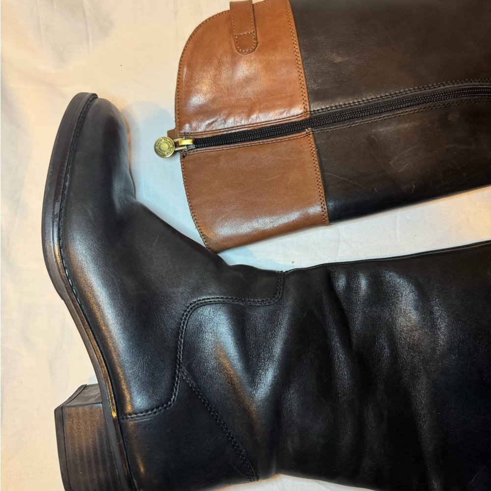 Franco Sarto Elegant Black and Brown Leather Boots